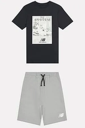 New Balance Junior Boys Graphic Tee And Short Set