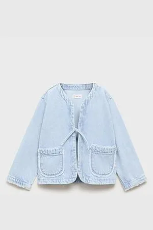 MANGO Younger Girls Tie Front Denim Jacket