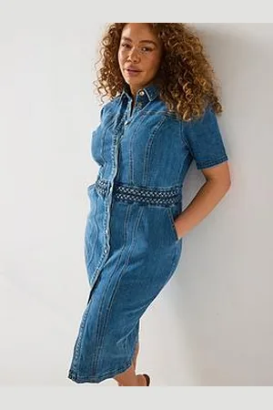 Very Denim Button Through Midi Dress