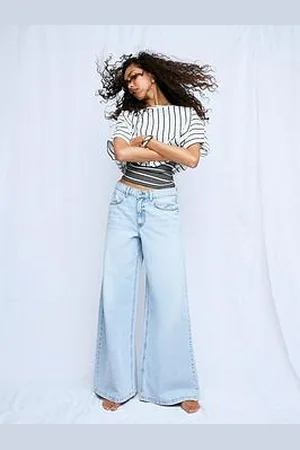 River Island Low Rise Baggy Wide Leg Jeans