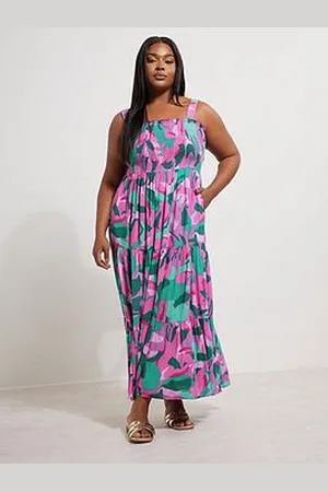 Yours Curve Shirred Strappy Maxi Dress