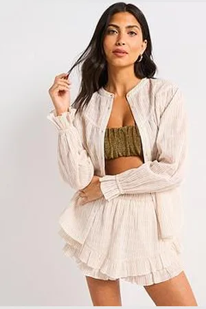 Very Lurex Button Through Top