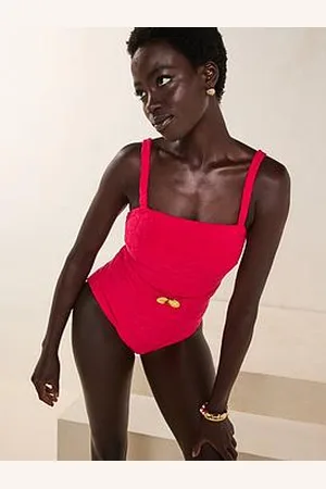 Very Shell Textured Belted Swimsuit