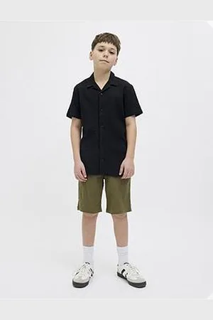JACK & JONES Boys Jaiden Crinkle Jogger Shorts - Khaki