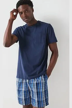 Very Man Cotton Blend Check Pyjama Short And T-Shirt