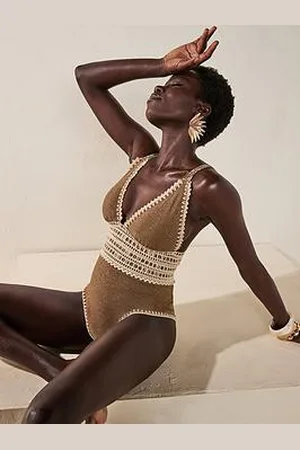 River Island Del Maar Plunge Glitter Swimsuit