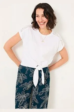 Fat Face Lace Tie Front Top