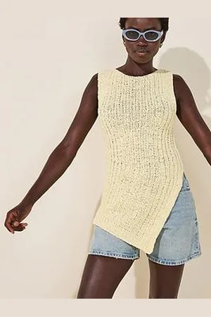 Very Asymetric Tape Yarn Knitted Sleeveless Jumper