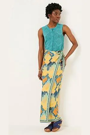 Fat Face Wrap Water Print Skirt