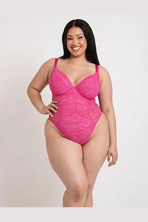 Curvy Kate All Night Lace Plunge Body - Hot / Blush