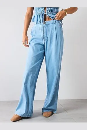 MANGO Soft Denim Wide Leg Pants