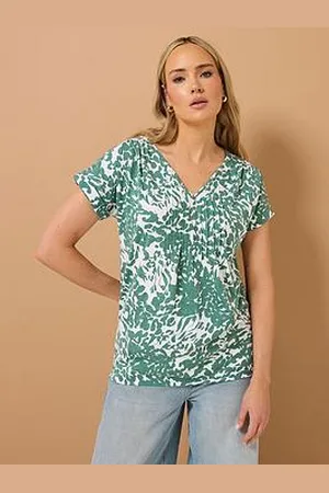 Long Tall Sally Short Sleeve Pintuck Henley Top