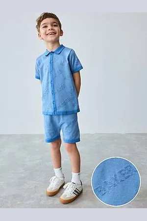 Ted Baker Boys 2 Piece Textured Shirt And Shorts Set