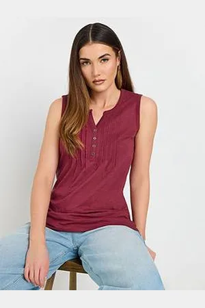 Long Tall Sally Sleeveless Pintuck Henley Top