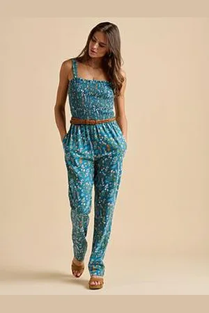 Brakeburn Teal Shoreline Meadow Jumpsuit