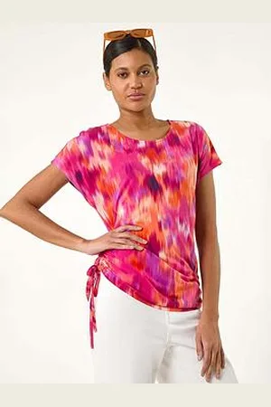 Roman Abstract Print Side Tie Detail Top