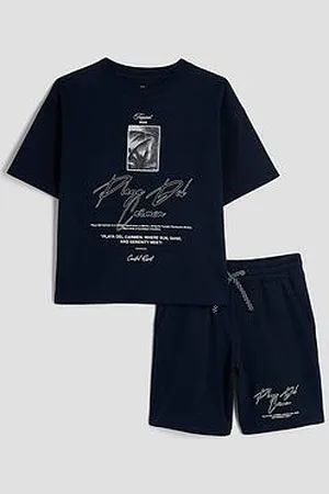 River Island Older Boy Palm Patch T-Shirt And Shorts Set