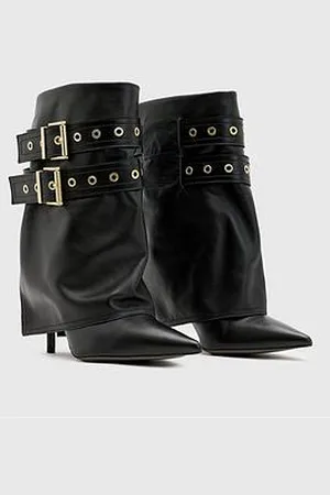 AllSaints Dua Fold-Over Buckle Leather Boots
