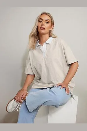 Yours Curve Rugby Contrast Collar Top
