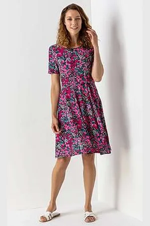 Roman Floral Print Belted Skater Dress