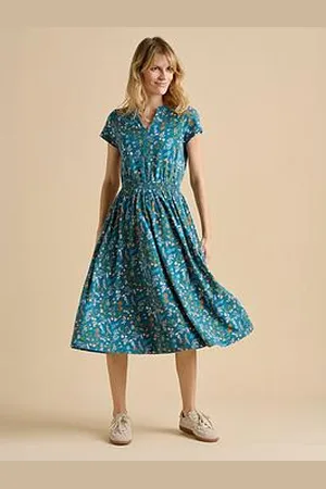 Brakeburn Teal Shoreline Meadow Midi Dress