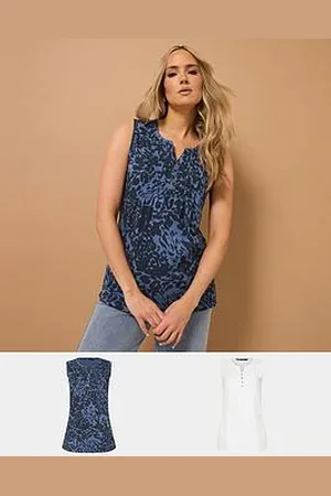 Long Tall Sally 2 Pack Sleeveless Pintuck Henley Top