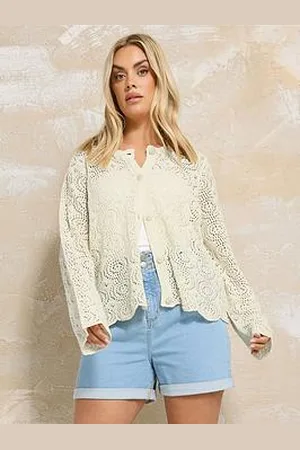 Yours Curve Short Crochet Cardigan