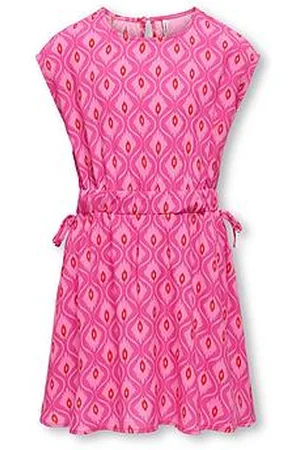 ONLY Girls Geo Print Cap Sleeve Dress - Fuchisa Purple