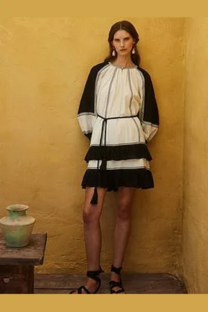 Devotion Twins Emphasis Long Sleeve Dress - Cream/Black