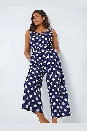 Roman Spot Print Belted Jumpsuit