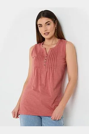 Long Tall Sally Sleeveless Pintuck Henley Top