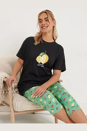 Yours Curve Lemon Squeezy Crop Pyjama Set