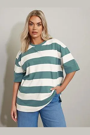 Yours Curve Short Sleeve Stripe Top