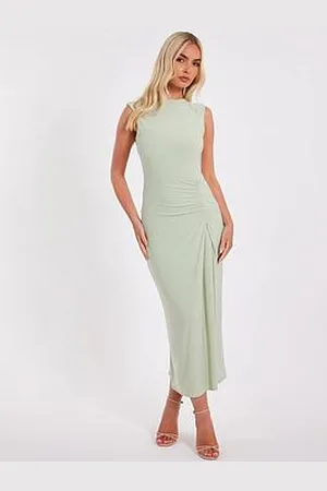 Quiz Sage Ruched Bodycon Midaxi Dress