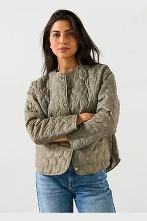 In The Style Heart Quilted Lightweight Jacket - Khaki