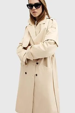 AllSaints Clyde Trench Coat With Removable Sleeves - Ecru