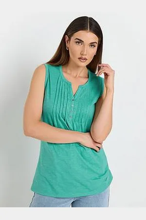 Long Tall Sally Sleeveless Pintuck Henley Top