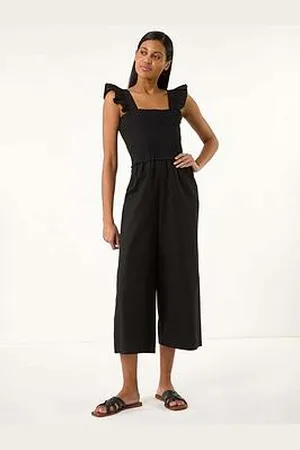 Roman Cotton Linen Blend Frill Jumpsuit