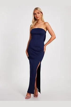 Quiz Navy Feather Trim Midaxi Dress