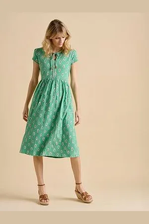 Brakeburn Woodblock Floral Knee Length Dress