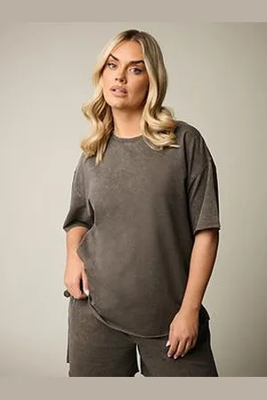 Yours Curve Acid Wash Sweat T-Shirt