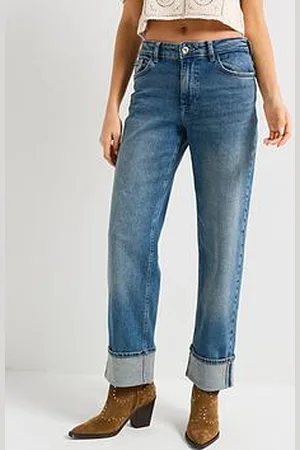 JDY Mid Waist Fold Up Straight Jean