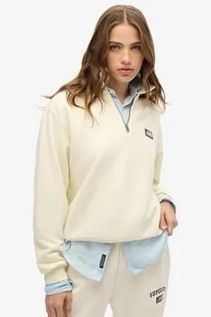 Superdry Athletic Collared Half Zip Sweatshirt - Off