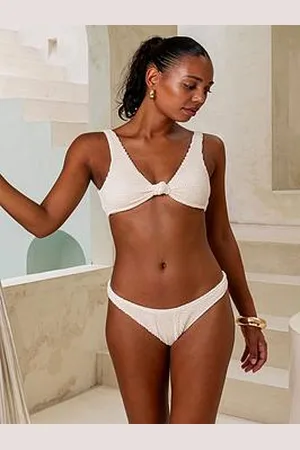 Moda Minx Scrunch Knot Bikini Top In Coconut