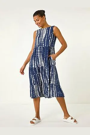 Roman Tie Dye Print Smock Midi Dress