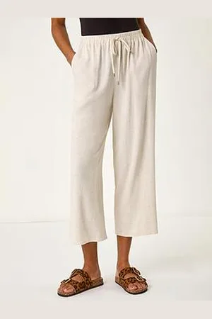 Roman Cropped Linen Trouser - Tan
