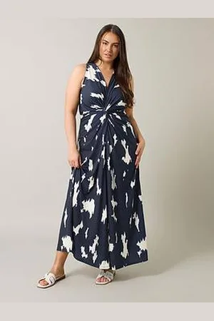 Evans Abstract Print Knot Front Maxi Dress