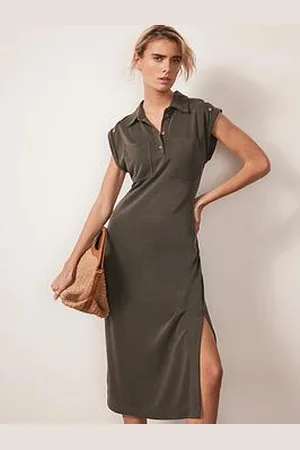 mint&berry Khaki Utility Midi Dress