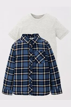 Very Boys Check Shirt And T-Shirt
