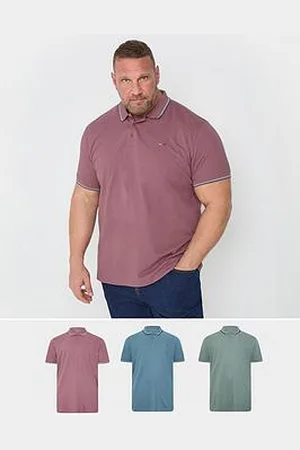 BAD RHINO 3 Pack Tipped Pique Polo Shirts